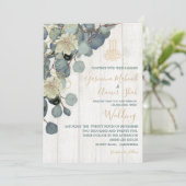 Islamitische Bismillah Rustic Wood Floral Gold Wed Kaart (Staand voorkant)