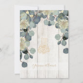 Islamitische Bismillah Rustic Wood Floral Gold Wed Kaart (Achterkant)