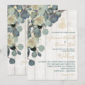 Islamitische Bismillah Rustic Wood Floral Gold Wed Kaart (Voorkant / Achterkant)