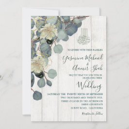 Islamitische Bismillah Rustic Wood Floral Wedding Kaart