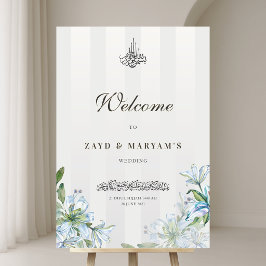 Islamitische Blauwe Lelie Nikah Bruiloft Welkom Acryl Bord
