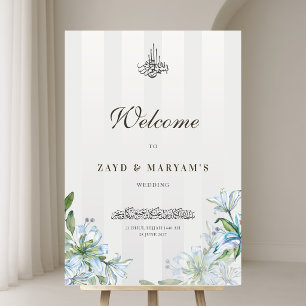 Islamitische Blauwe Lelie Nikah Bruiloft Welkom Acryl Bord