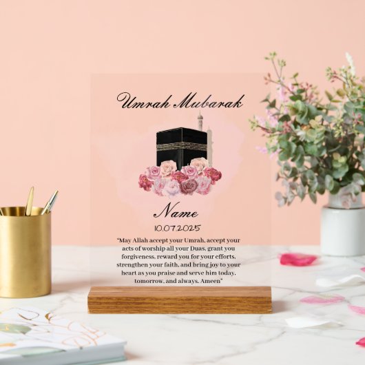 Islamitische bloem acryl umrah Mubarak Acryl Bord (Huwelijk)