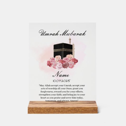 Islamitische bloem acryl umrah Mubarak Acryl Bord (Voorkant)
