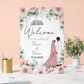 Islamitische bloemen roze acryl bruiloft teken bord (Huwelijk)