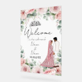 Islamitische bloemen roze acryl bruiloft teken bord (Hoek)