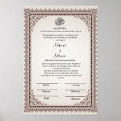 Islamitische Bloemengrens Nikkah certificaat Poster (Voorkant)