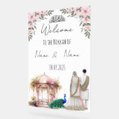 Islamitische bloemenroze Nikkah teken. Acryl Bord (Hoek)