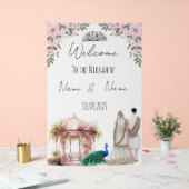 Islamitische bloemenroze Nikkah teken. Acryl Bord (Huwelijk)