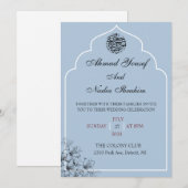 Islamitische Boog Blauwe Huwelijksuitnodiging Kaart (Voorkant / Achterkant)