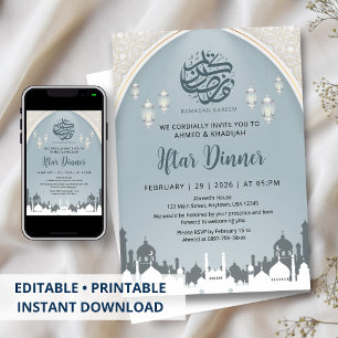 Islamitische boog en lantaarns Ramadan Iftar uitno Kaart
