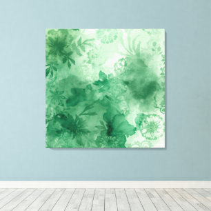 Islamitische Botanische Kunst – Groene Waterverf A Canvas Afdruk
