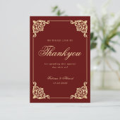 Islamitische Bourgogne Gouden Bruiloft Dank u Kaar Bedankkaart (Staand voorkant)