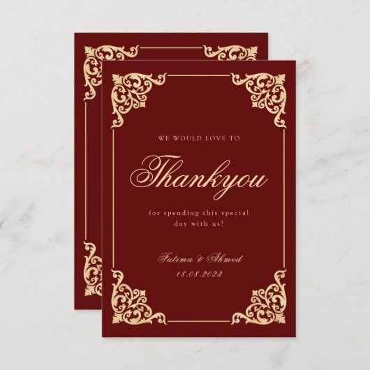 Islamitische Bourgogne Gouden Bruiloft Dank u Kaar Bedankkaart (Voorkant / Achterkant)