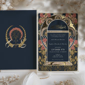 Islamitische Bourgondische bruiloft Art Nouveau Folie Uitnodiging