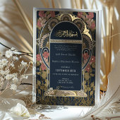 Islamitische Bourgondische bruiloft Art Nouveau Folie Uitnodiging