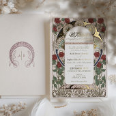 Islamitische Bourgondische bruiloft Art Nouveau Mu Folie Uitnodiging