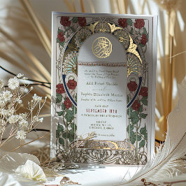 Islamitische Bourgondische bruiloft Art Nouveau Mu Folie Uitnodiging