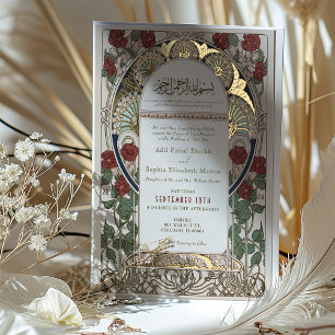 Islamitische Bourgondische bruiloft Art Nouveau Mu Folie Uitnodiging