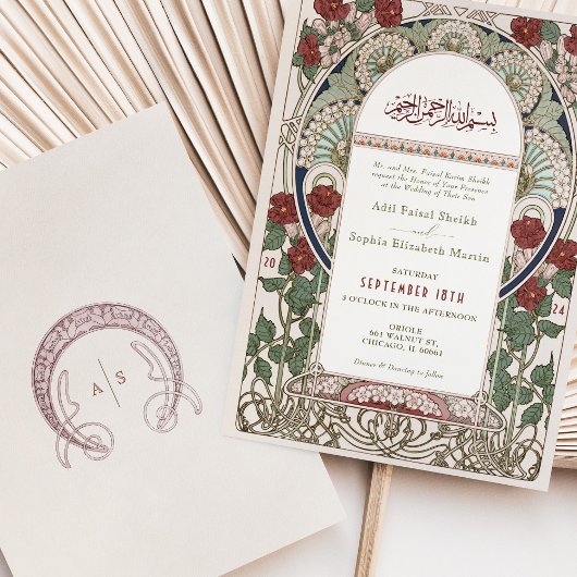 Islamitische Bourgondische bruiloft Art Nouveau Mu Kaart