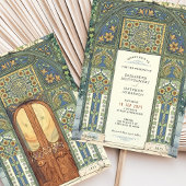 Islamitische bruiloft blauw, goud, groene boog kaart