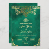 Islamitische bruiloft uitnodiging, smaragd groene  kaart (Voorkant / Achterkant)