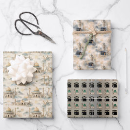 Islamitische cadeauverpakkingsset 3 Elegante Eid R Inpakpapier Vel