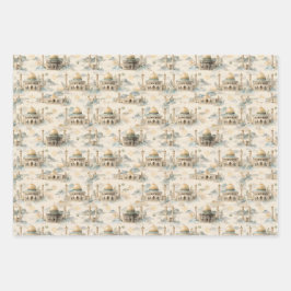 Islamitische cadeauverpakkingsset 3 Elegante Eid R Inpakpapier Vel