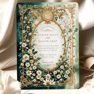 Islamitische Daisy met Faux Gold Details Trouwen Kaart