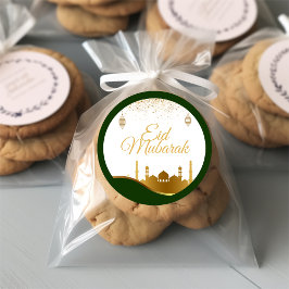 Islamitische Eid-begroetingssticker – Gouden Confe Ronde Sticker