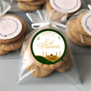Islamitische Eid-begroetingssticker – Gouden Confe Ronde Sticker
