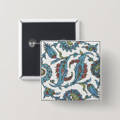 Islamitische Floral Ceramic Tile #1Square Button (Voorkant /achterkant)