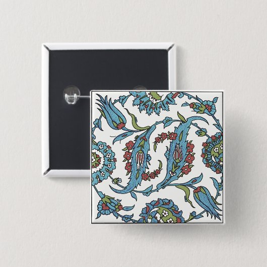 Islamitische Floral Ceramic Tile #1Square Button (Voorkant /achterkant)