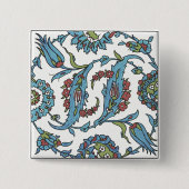 Islamitische Floral Ceramic Tile #1Square Button (Voorkant)