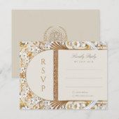 Islamitische Floral Elegance RSVP-kaart Informatiekaartje (Voorkant / Achterkant)