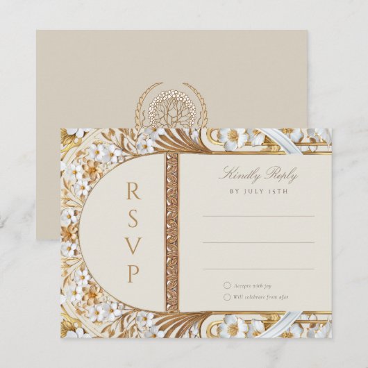 Islamitische Floral Elegance RSVP-kaart Informatiekaartje (Voorkant / Achterkant)