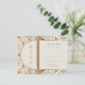Islamitische Floral Elegance RSVP-kaart Informatiekaartje (Staand voorkant)