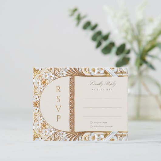 Islamitische Floral Elegance RSVP-kaart Informatiekaartje (Staand voorkant)