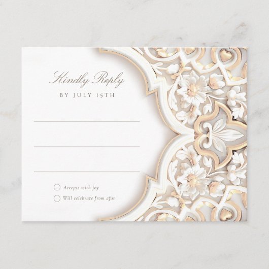Islamitische Floral Elegance RSVP-kaart Informatiekaartje (Voorkant)
