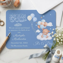 Islamitische geboorteaankondigingskaart voor babyj aankondiging