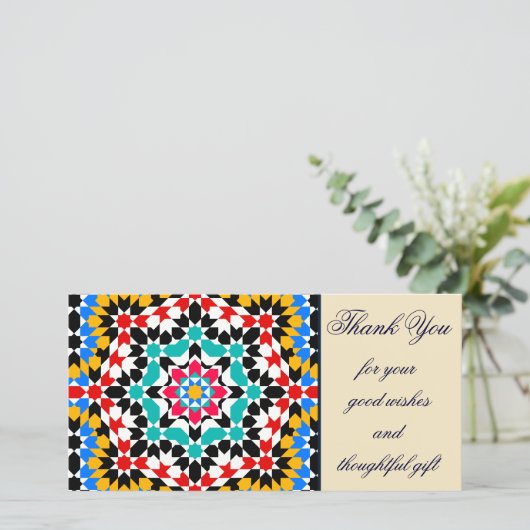 Islamitische geometrische patronen dank je Fotokaa Bedankkaart (Staand voorkant)