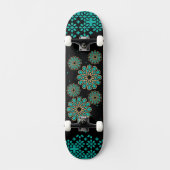 Islamitische geometrische patroon in turquoise ska persoonlijk skateboard (Voorkant)