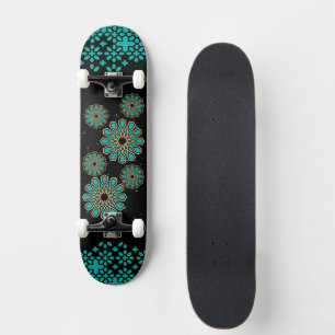 Islamitische geometrische patroon in turquoise ska persoonlijk skateboard