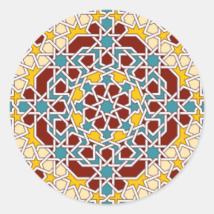 Islamitische geometrische patroonsticker ronde sticker