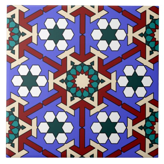 Islamitische geometrische patroontegel tegeltje (Voorkant)