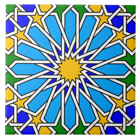 Islamitische geometrische patroontegel tegeltje (Voorkant)