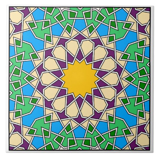 Islamitische geometrische patroontegel tegeltje (Voorkant)