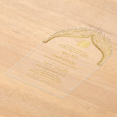 Islamitische Gouden Nikah Walima Moskee Elegant Acryl Uitnodigingen (Laagn)