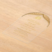 Islamitische Gouden Nikah Walima Moslim Boog Elega Acryl Uitnodigingen (Laagn)
