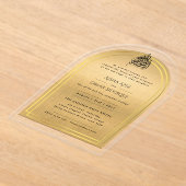 Islamitische Gouden Sierlijke Nikah Walima Moslim  Acryl Uitnodigingen (Laagn)